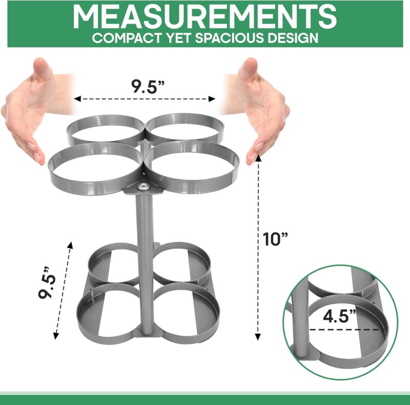 Detachable Oxygen Tank Holder (4) for E, D, M9/C Size Cylinders - Heavy Duty Metal Storage Rack - Portable Oxygen Tank Carrier for Travel & Vehicle Use (Grey) (4.5" Wide Slots) - Image 7