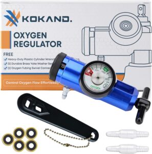 Oxygen Regulator 0-15LPM - Oxygen Tank Regulator with Gauge - Blue