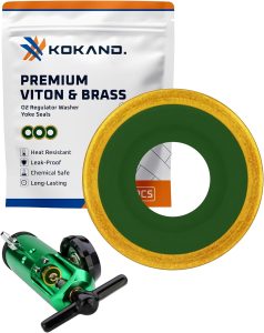Oxygen Regulator Yoke Washer Seals (10pk) - Brass Viton Yoke Gasket for CGA-870 Valve - O2 Regulator for Oxygen Tank Sealing Washers - Durable and Leak-Free Brass Washer O Ring Seal